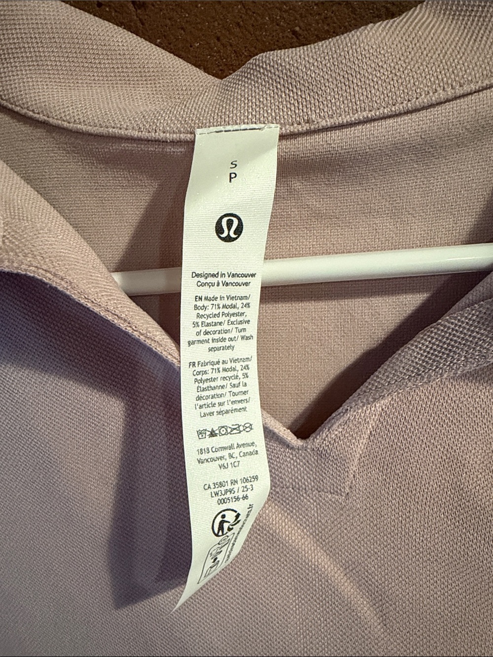 lululemon Light Mauve Polo Collar Long-Sleeve Top - Picture 3 of 5